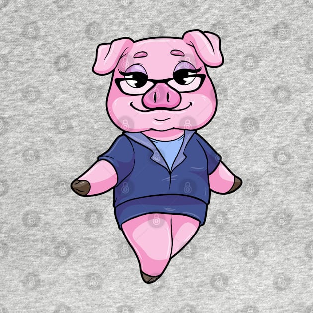 Pig as Secretary with Glasses by Markus Schnabel